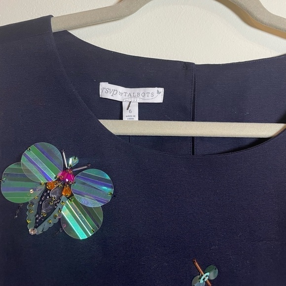 RSVP Talbots Faille Sequin Beaded Jewel Insect Top Size 6 NWT - Picture 6 of 9
